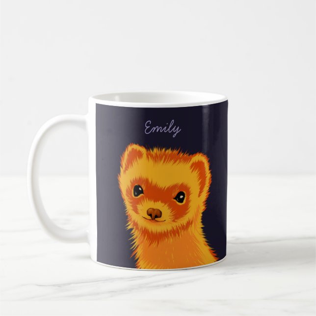 Cute ferret art ferret mamma namn kaffemugg (Vänster)