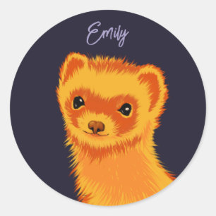 Cute ferret art ferret mamma namn runt klistermärke