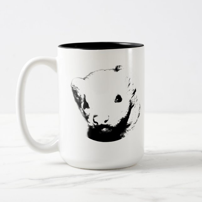 Cute Ferret Bild Två-Tonad Mugg (Vänster)