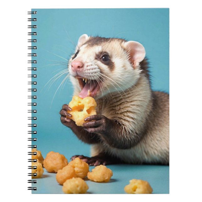 Cute Ferret Eating Cheese Puffs Anteckningsbok (Framsidan)