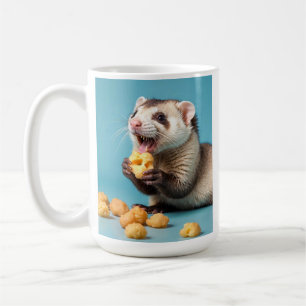 Cute Ferret Eating Cheese Puffs Kaffemugg