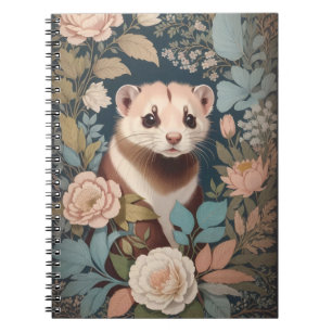 Cute Ferret Elegant Pastel Blommigt Garden Anteckningsbok