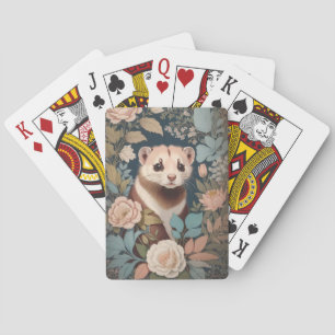 Cute Ferret Elegant Pastel Blommigt Garden Casinokort