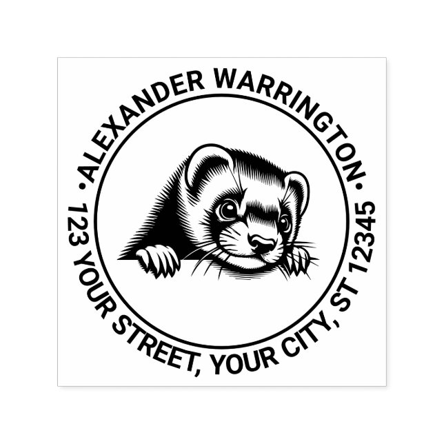 Cute Ferret Head Peeking Namn Returadress Självfärgande Stämpel (Design)