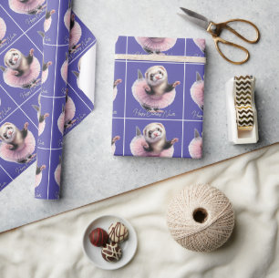 Cute Ferret i en Tutu Doing Ballet Presentpapper