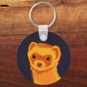 Cute Ferret QR Code Lila Djurälskare Nyckelring