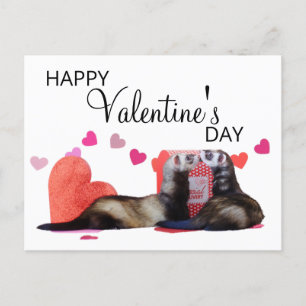 Cute Ferret Valentines Day Heart Helg Vykort