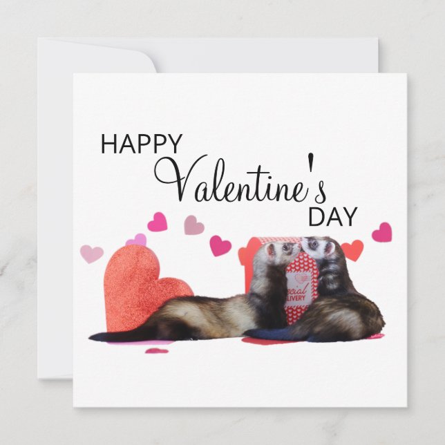 Cute Ferret Valentines Day Heart Kärlek Julkort (Framsida)