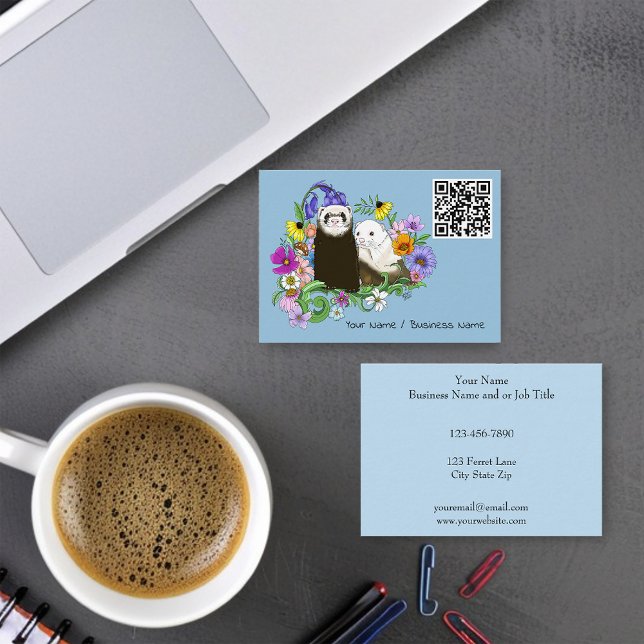 Cute Ferrets Blommigt Visitkort (Skapare uppladdad)