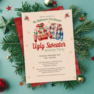 Cute Festive Årsdag Ugly God Jul Party Inbjudningar