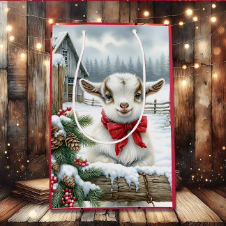 Cute Festive Baby Goat på julen på gården