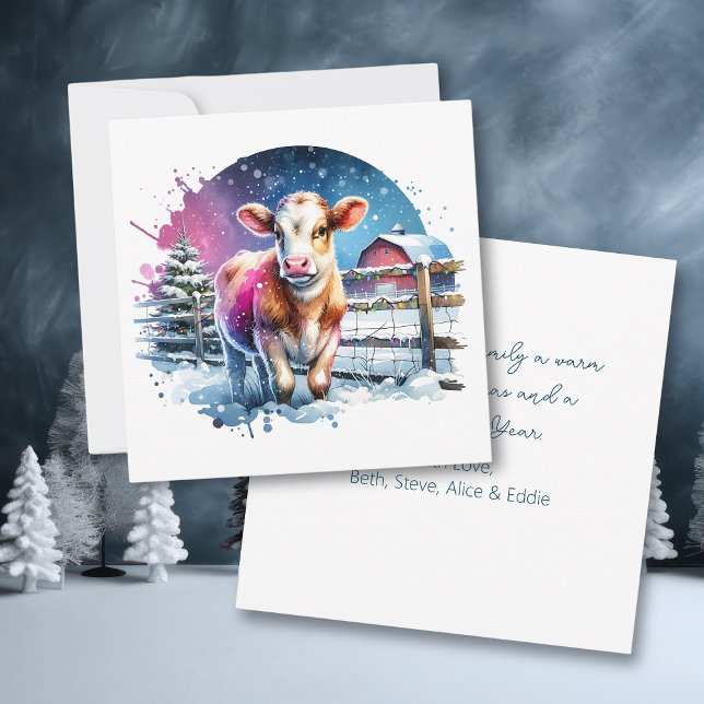 Cute Festive Calf Card-Personlig jul Kort (Skapare uppladdad)