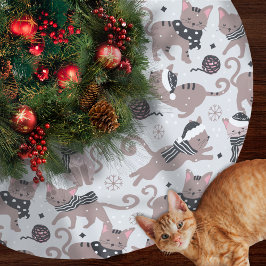 Cute Festive Cat jul Mönster Julgransmatta Borstad Polyester