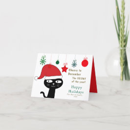 Cute Festive Cat med Red Santa Hat Modern Helgkort