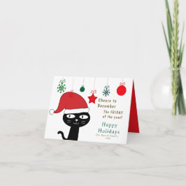 Cute Festive Cat med Red Santa Hat Modern Helgkort