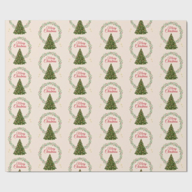 Cute Festive Christmas Tree Print Gift Wrapping Presentpapper (Seam)