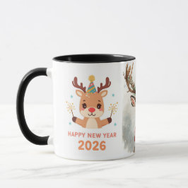 cute festive deer happy new year 2026 coffee mug mugg