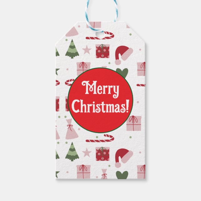 Cute festive editable Merry Christmas Presentetikett (Framsidan)
