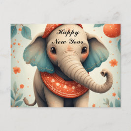 Cute Festive Elephant Vykort