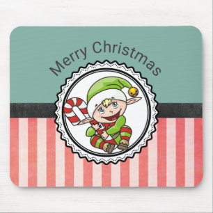 Cute Festive Elf med Candy cane God jul Musmatta