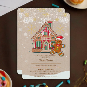 Cute Festive Gingertea House Baby Shower Inbjudningar