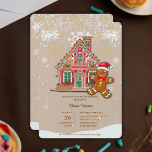 Cute Festive Gingertea House Baby Shower Inbjudningar