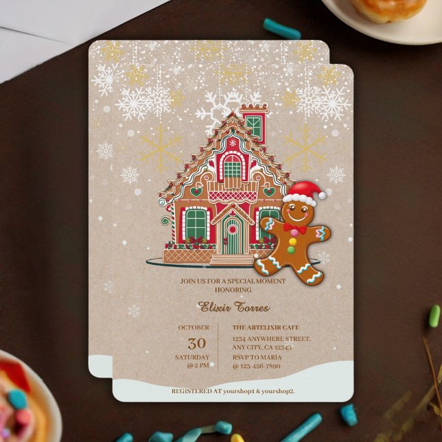 Cute Festive Gingertea House Baby Shower Inbjudningar (Skapare uppladdad)