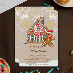 Cute Festive Gingertea House Baby Shower Inbjudningar
