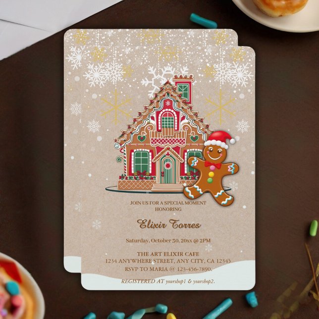 Cute Festive Gingertea House Baby Shower Inbjudningar (Skapare uppladdad)