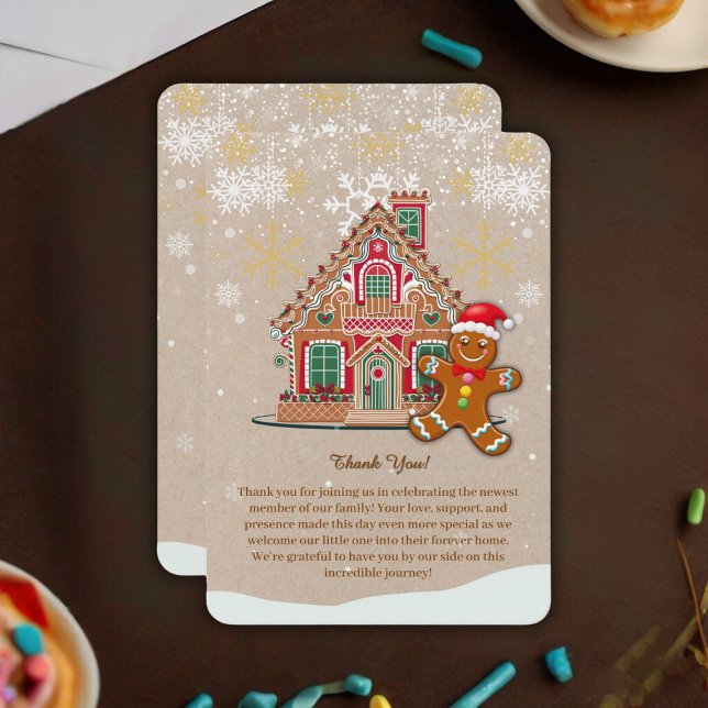 Cute Festive Gingertea House Baby Shower Tack Kort (Skapare uppladdad)