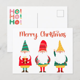 Cute Festive Gnomes God jul Vykort