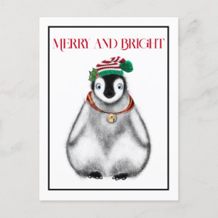 Cute festive helgdag christmas Penguin Helg Vykort