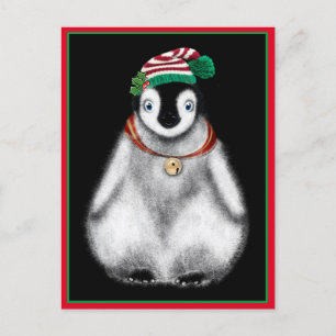 Cute festive helgdag christmas Penguin Helg Vykort