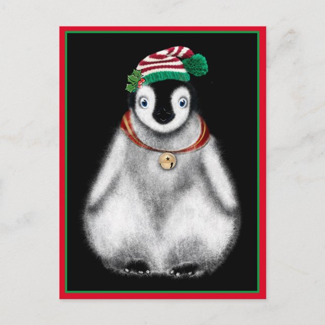 Cute festive helgdag christmas Penguin Helg Vykort (Framsida)
