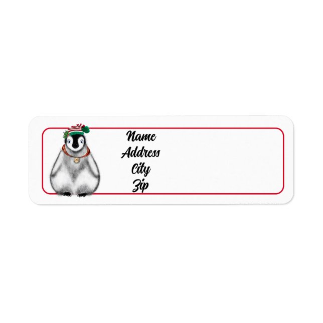 Cute festive helgdag christmas Penguin Returadress Etikett (Framsidan)