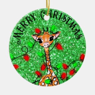 Cute festive Helgdag Giraffe twinkle ljus Julgransprydnad Keramik