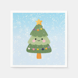 Cute Festive Helgdag Julgran Pappersservett