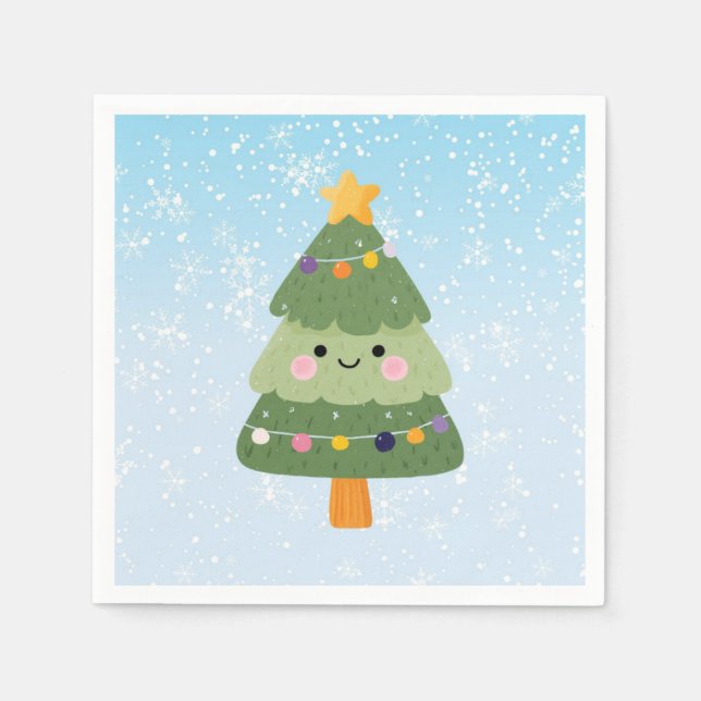 Cute Festive Helgdag Julgran Pappersservett (Framsidan)