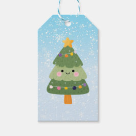 Cute Festive Helgdag Julgran Presentetikett