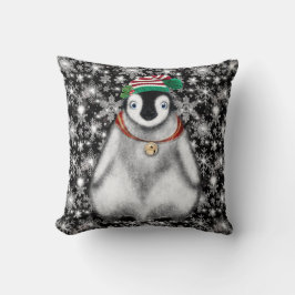 Cute Festive helgdag Penguin glitter snöflingor Kudde