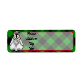 Cute festive helgdag Penguin grönt Black plaid Returadress Etikett