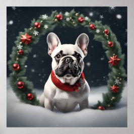 Cute Festive jul Fransk Bulldog med andedräkt Poster