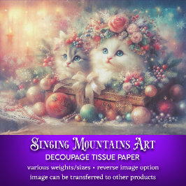 Cute Festive jul Kittens Decoupage