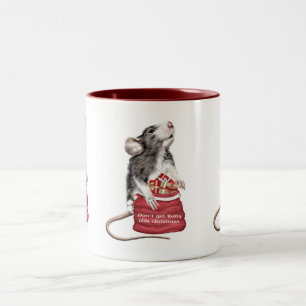 Cute Festive jul råtta Två-Tonad Mugg
