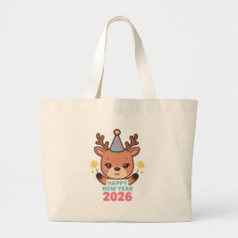 cute festive new year 2026 tote bag jumbo tygkasse