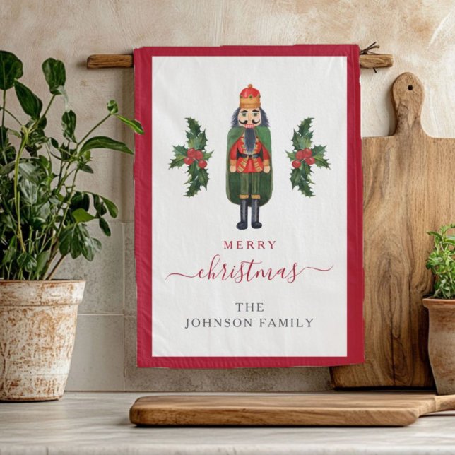 Cute Festive Nutcracker God jul Kökshandduk (Cute Festive Nutcracker Merry Christmas Kitchen Towel)