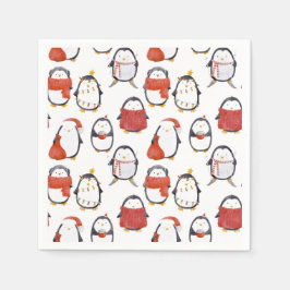 Cute Festive Penguins Mönster jul Party Pappersservett