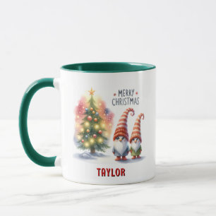 Cute Festive Personlig God jul Gnome Mugg