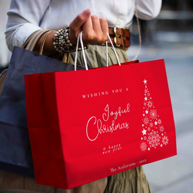 Cute Festive Red God jul (Cute Festive Red Merry Christmas Large Gift Bag)
