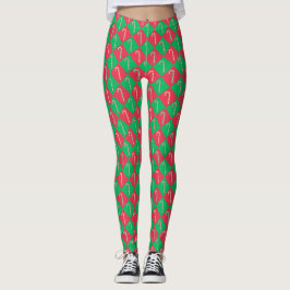 Cute festive Red grönt candy cane, kontrollerad mö Leggings